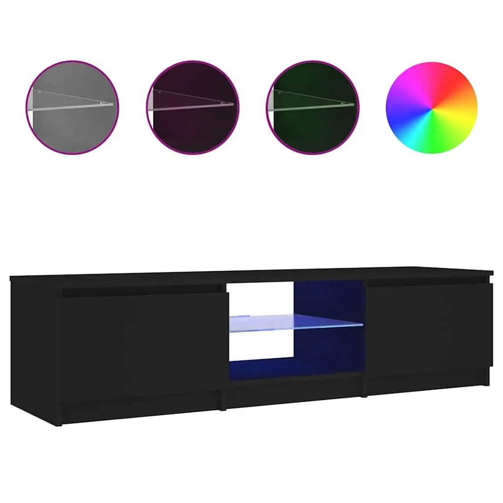 TV Cabinet for Living Room with RGB LED Lights Black 140 x 40 x 36 cm