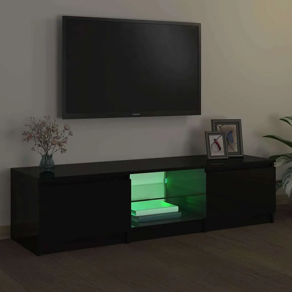 TV Cabinet for Living Room with RGB LED Lights Black 140 x 40 x 36 cm