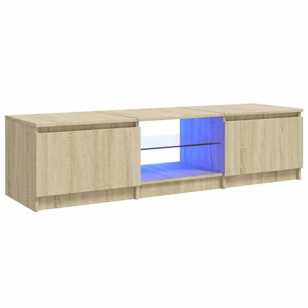 TV Cabinet for Living Room with LED Lights Brown 140x40x36cm