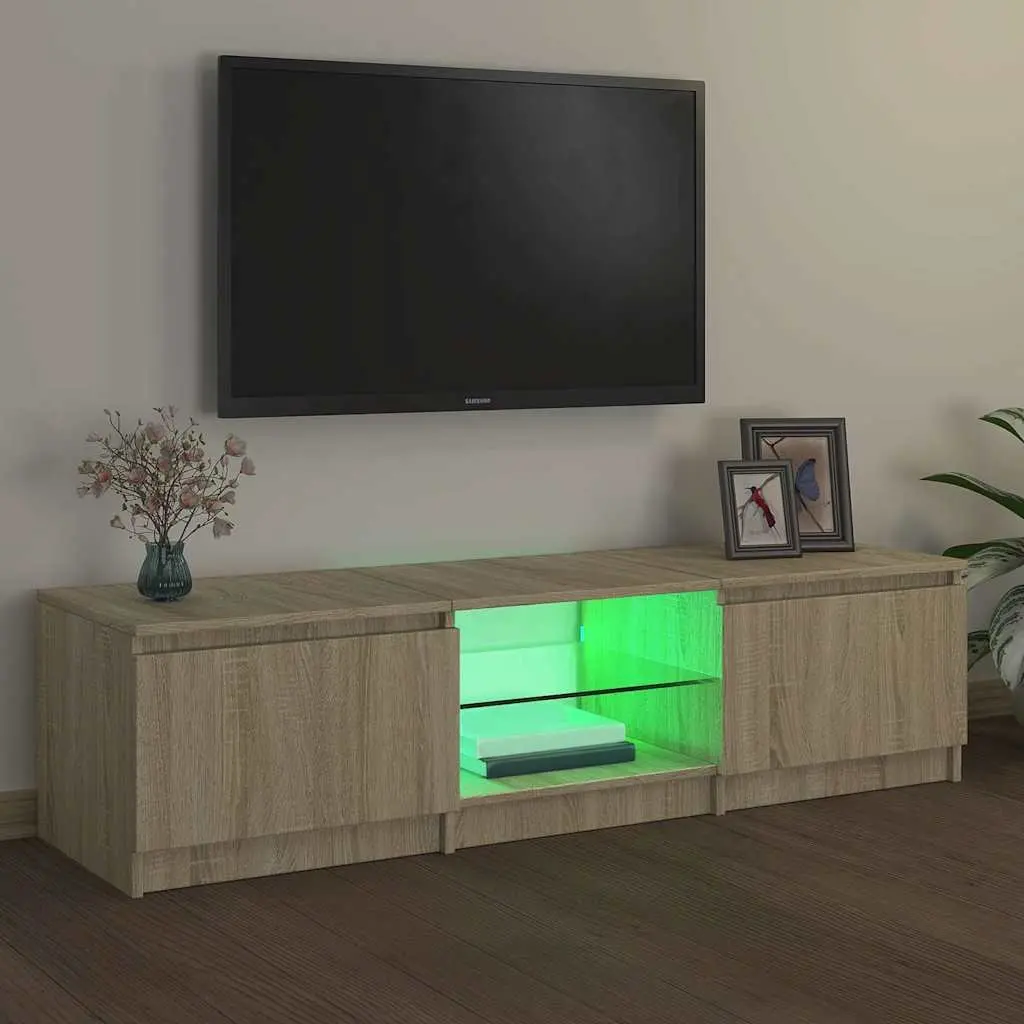 TV Cabinet for Living Room with LED Lights Brown 140x40x36cm