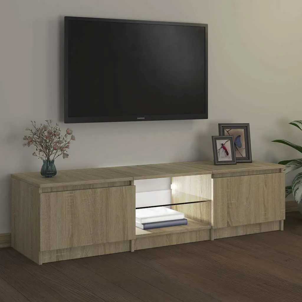TV Cabinet for Living Room with LED Lights Brown 140x40x36cm