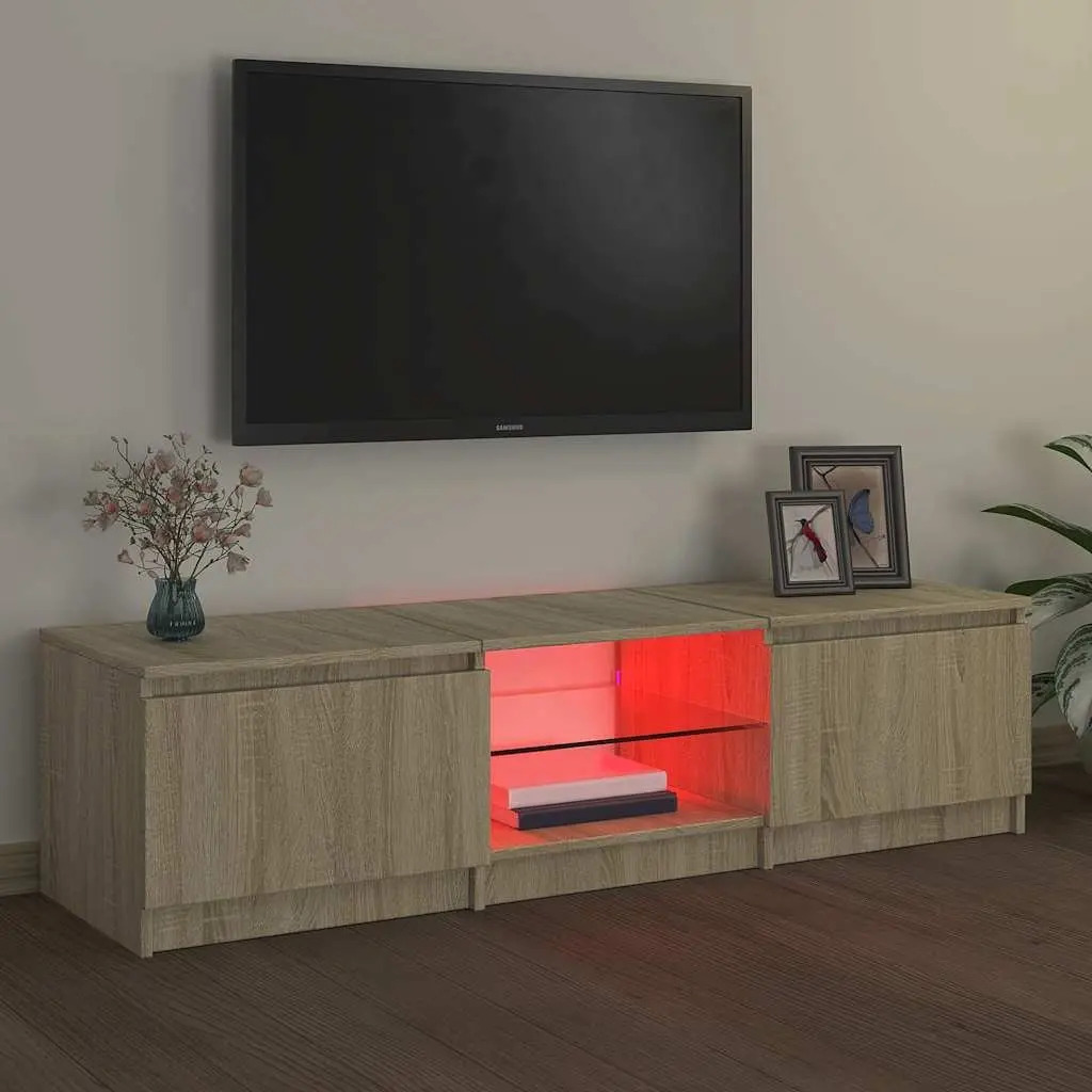 TV Cabinet for Living Room with LED Lights Brown 140x40x36cm