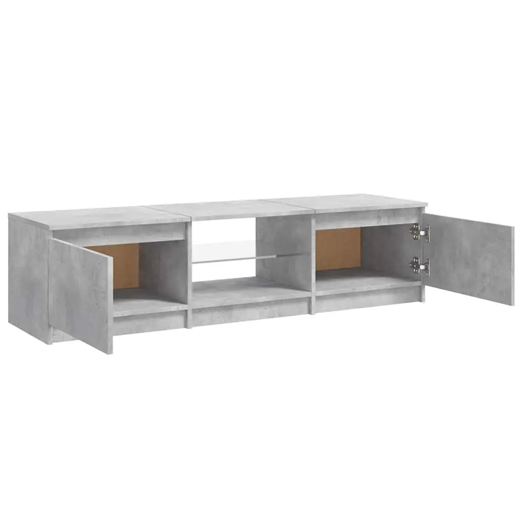TV Cabinet Grey Storage Unit with LED Lights Shelves Compartments Living Room