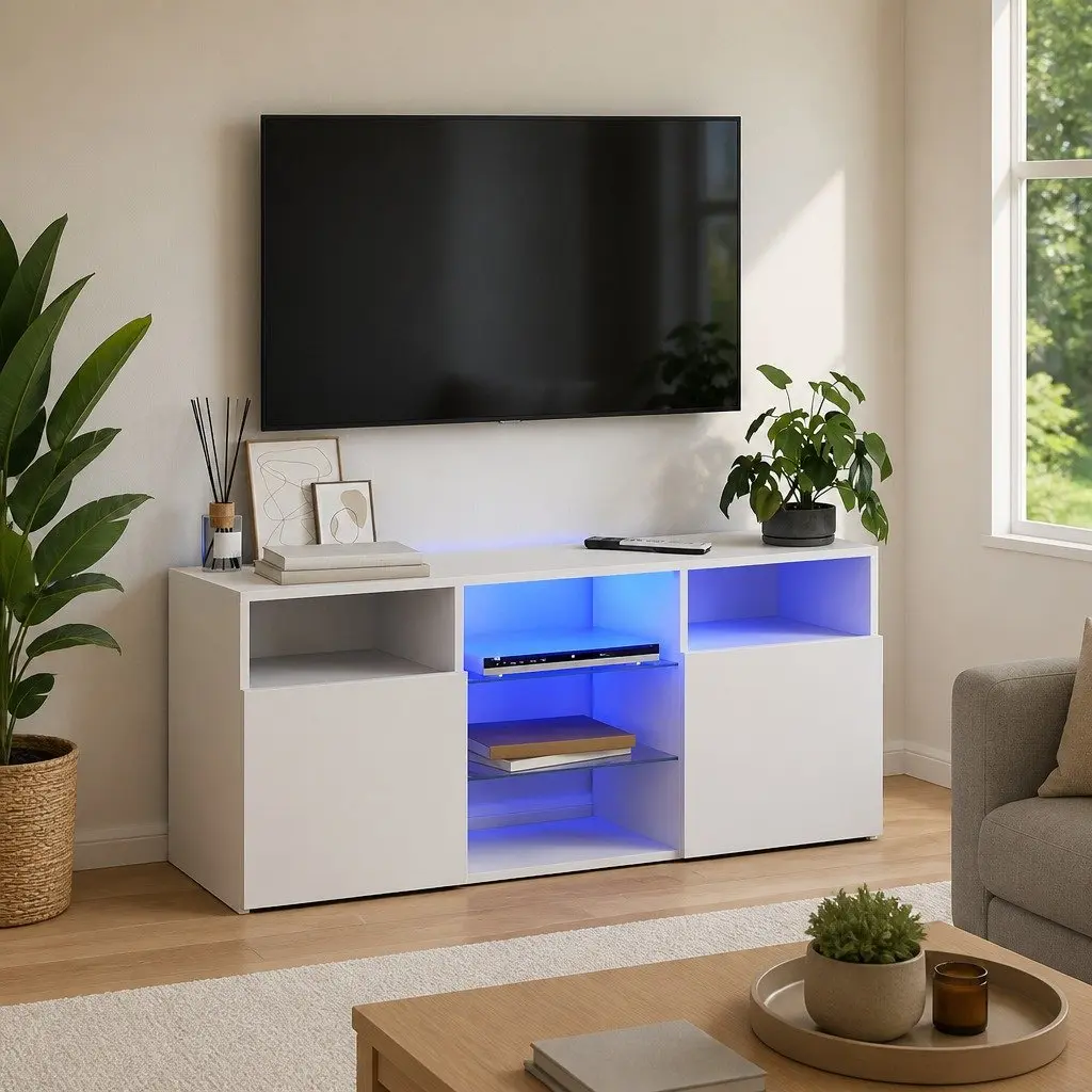TV Cabinet for Living Room with LED Lights 120x30x50cm