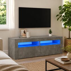 Grey TV Cabinet with RGB LED Lights Dimensions: 120x35x40cm