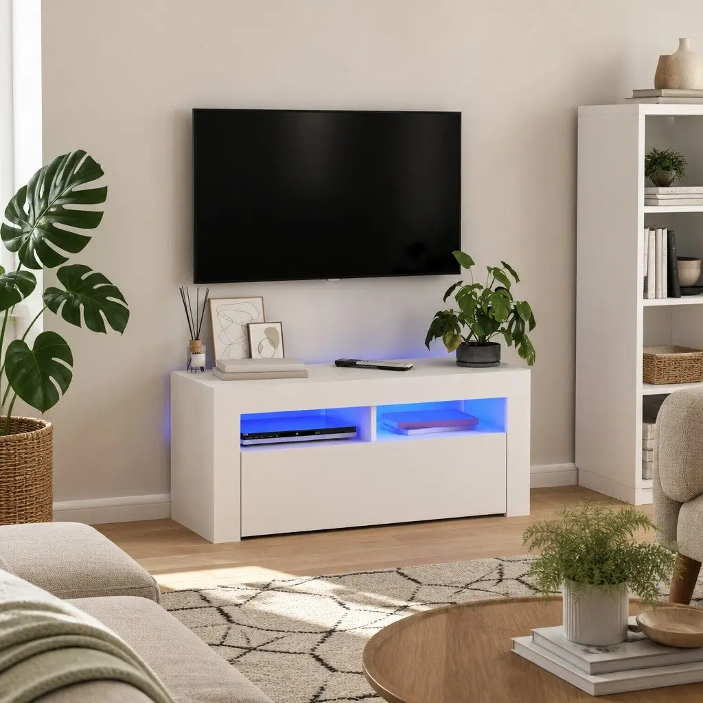 White LED TV Cabinet Unit