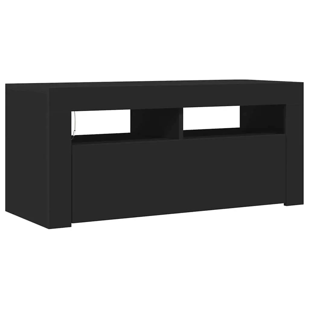 TV Cabinet for Living Room Black 90 x 35 x 40 cm with RGB LED Lights Storage Display Shelf