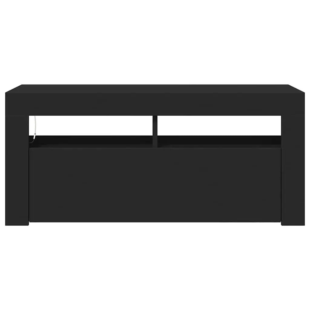 TV Cabinet for Living Room Black 90 x 35 x 40 cm with RGB LED Lights Storage Display Shelf