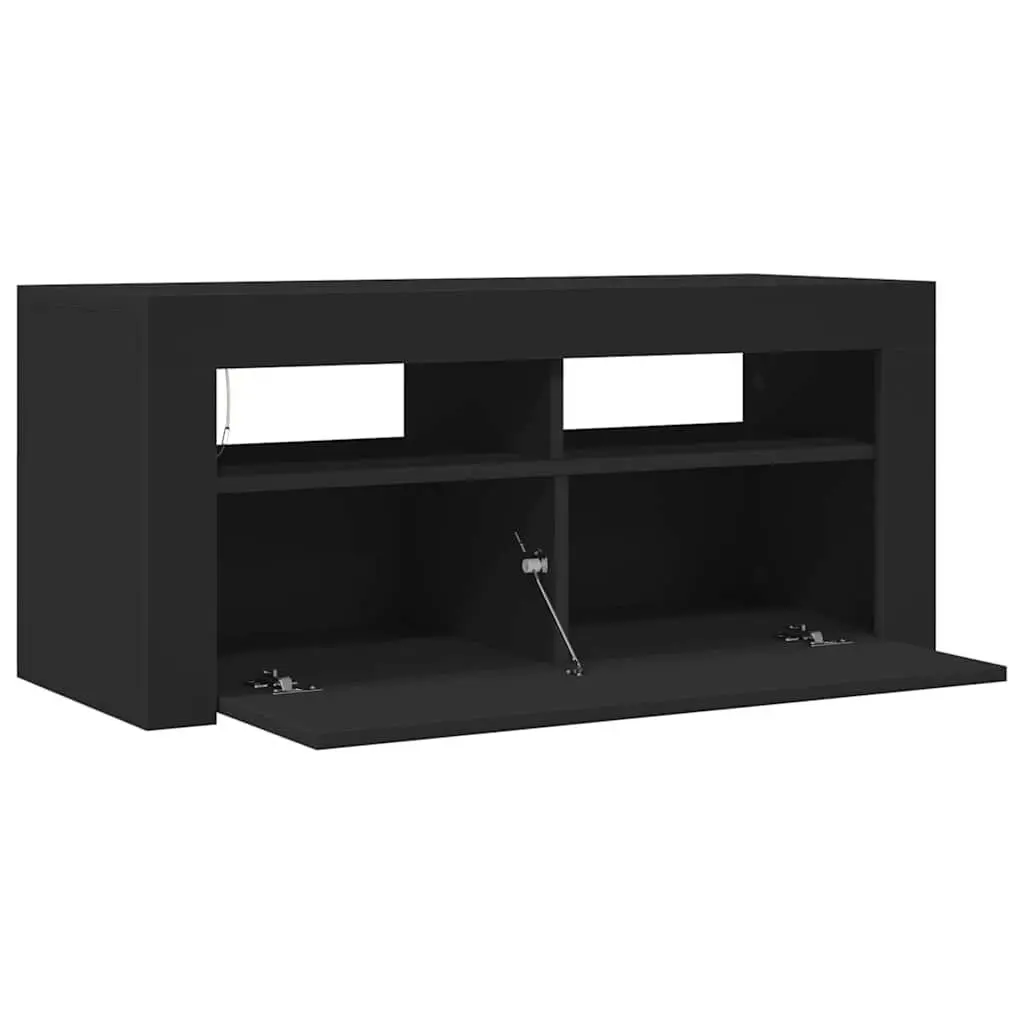 TV Cabinet for Living Room Black 90 x 35 x 40 cm with RGB LED Lights Storage Display Shelf