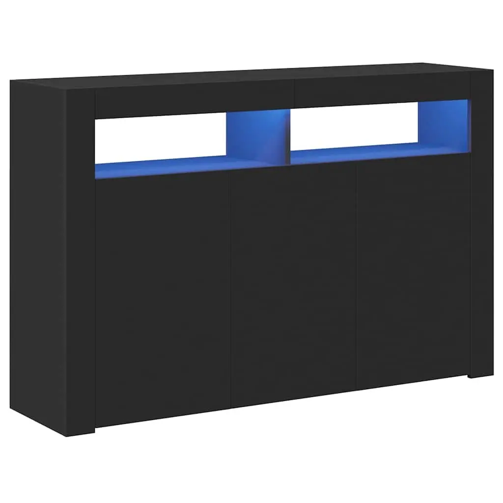Sideboard with RGB LED Lights Storage Cabinet Black 115.5x30x75 cm