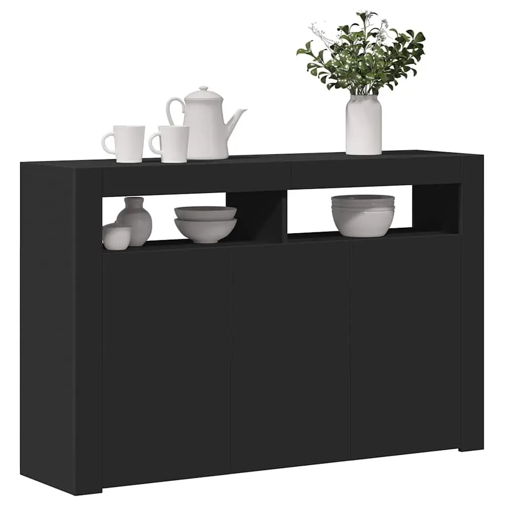 Sideboard with RGB LED Lights Storage Cabinet Black 115.5x30x75 cm