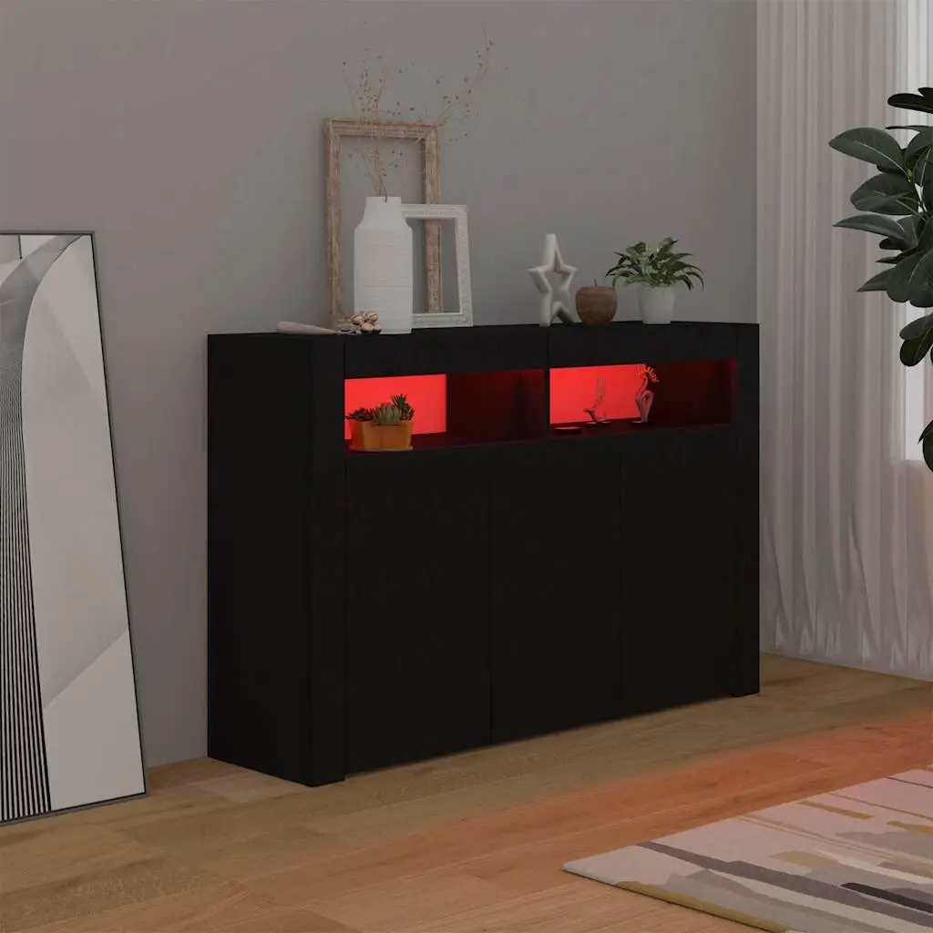 Sideboard with RGB LED Lights Storage Cabinet Black 115.5x30x75 cm