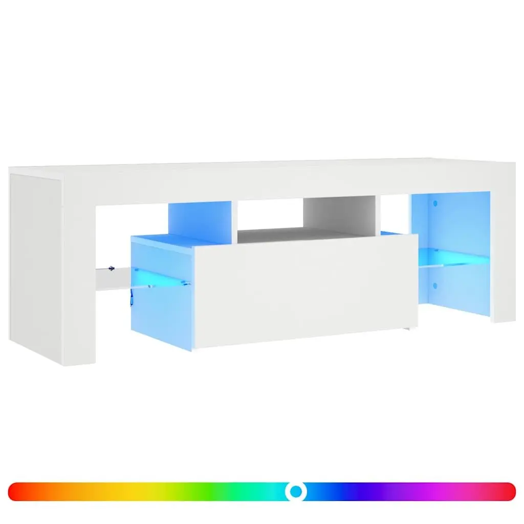 TV Cabinet for Living Room with RGB LED Lights White Modern Media Stand