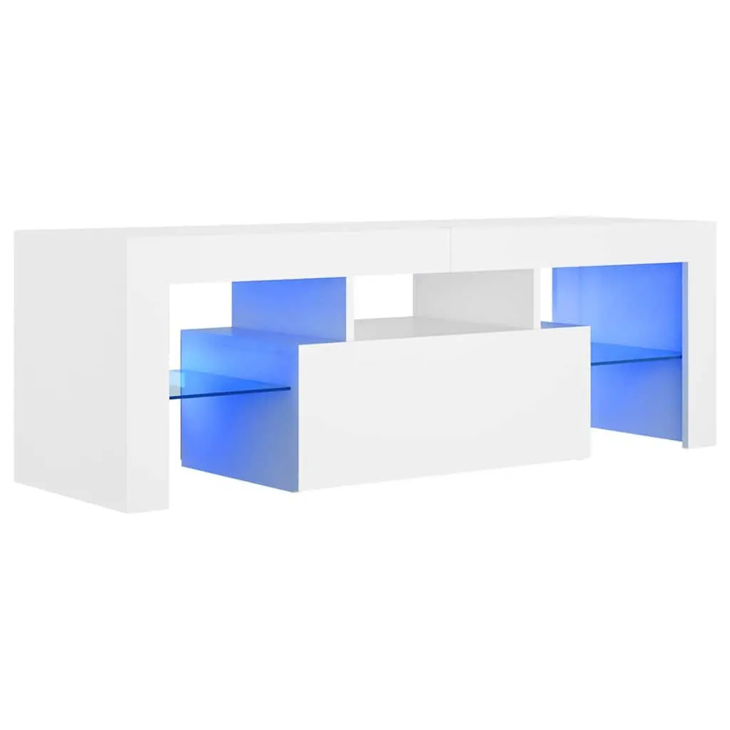 TV Cabinet for Living Room with RGB LED Lights White Modern Media Stand