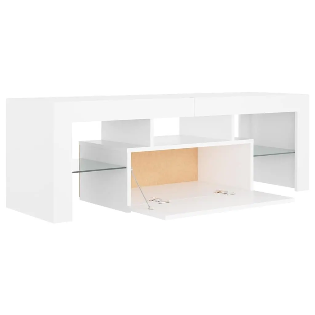 TV Cabinet for Living Room with RGB LED Lights White Modern Media Stand