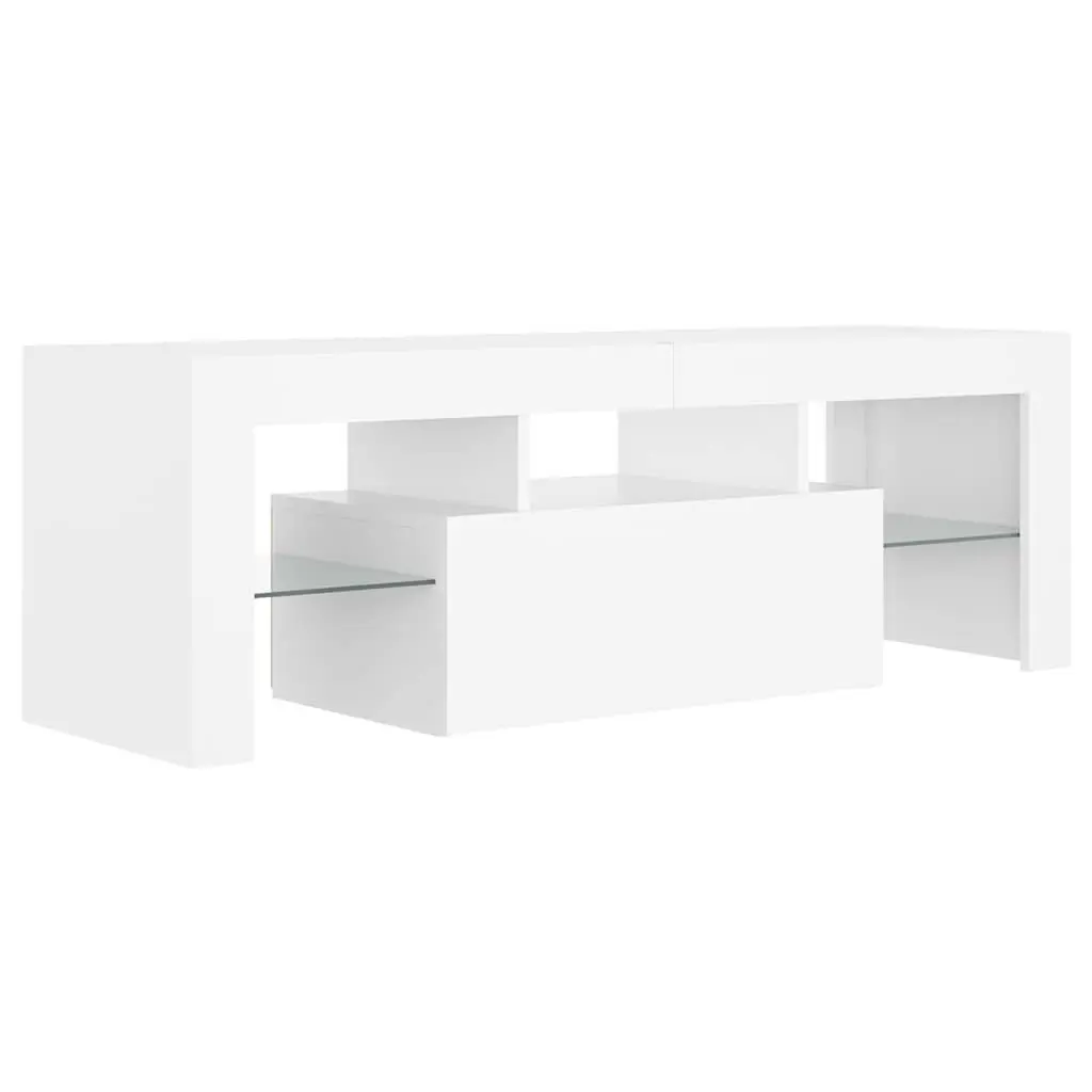 TV Cabinet for Living Room with RGB LED Lights White Modern Media Stand
