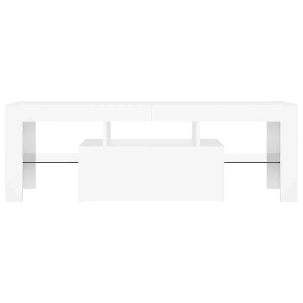 TV Cabinet for Living Room with RGB LED Lights White Modern Media Stand
