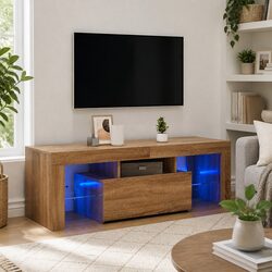 TV Cabinet with RGB LED Lights Sonoma Oak Media Storage Stand 120x35x40cm