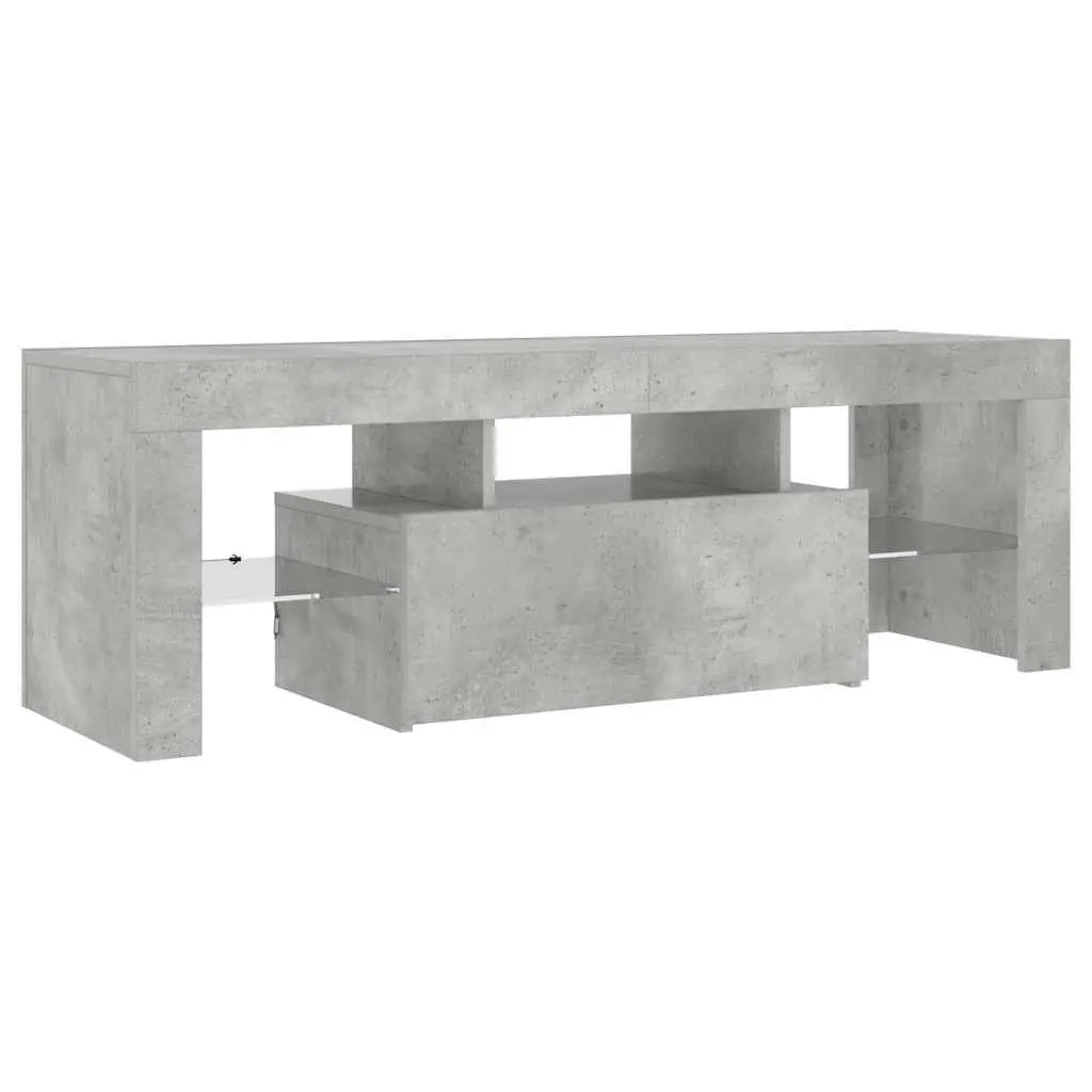 TV Cabinet Grey LED Lights Media Storage Stand Living Room 120 x 35 x 40 cm