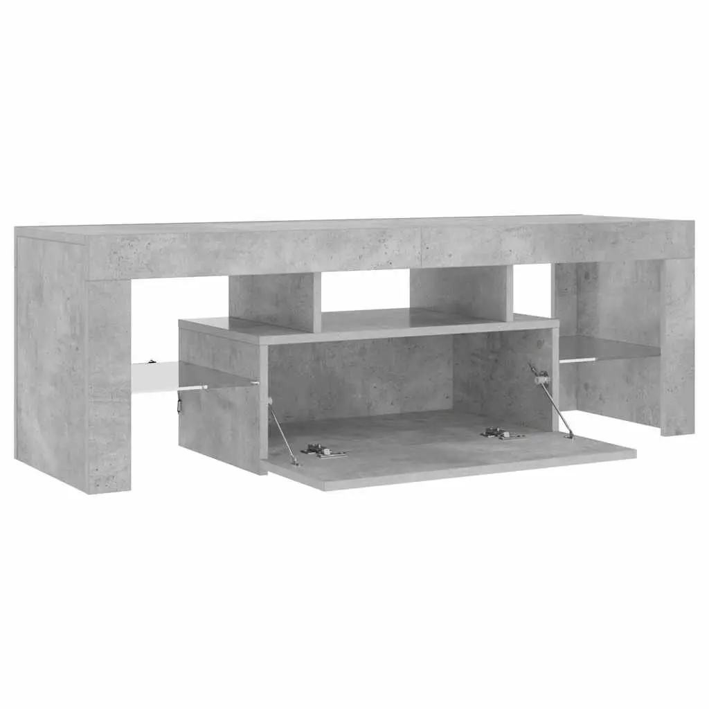 TV Cabinet Grey LED Lights Media Storage Stand Living Room 120 x 35 x 40 cm