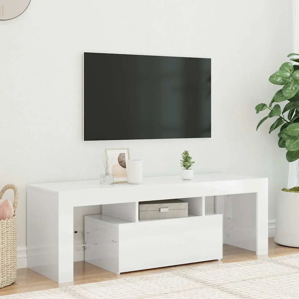 White High Gloss TV Cabinet with LED Lighting