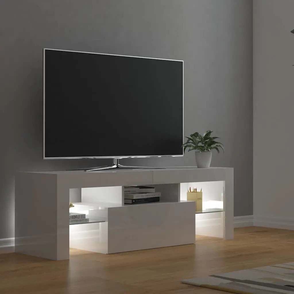 White High Gloss TV Cabinet with LED Lighting