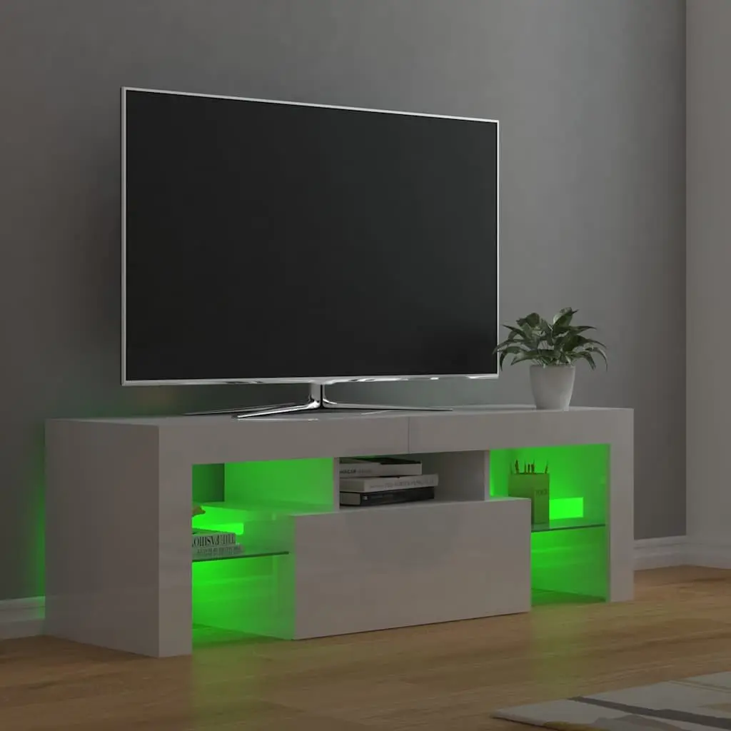White High Gloss TV Cabinet with LED Lighting