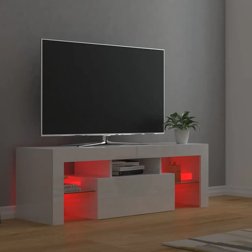 White High Gloss TV Cabinet with LED Lighting