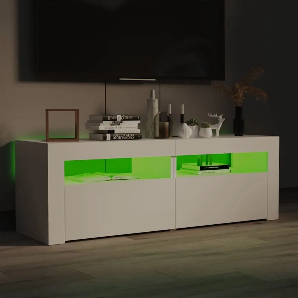 White LED TV Cabinet 120x35x40cm with RGB Lighting System