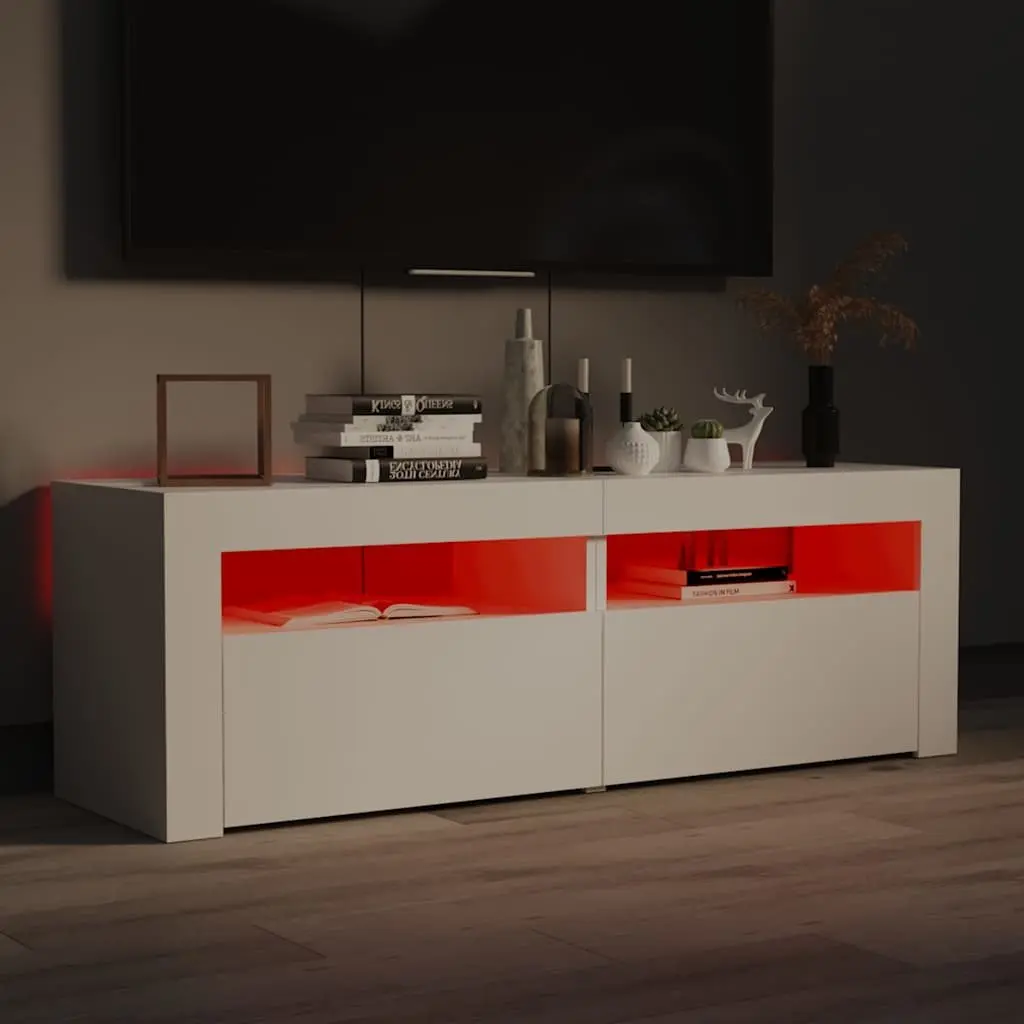 White LED TV Cabinet 120x35x40cm with RGB Lighting System