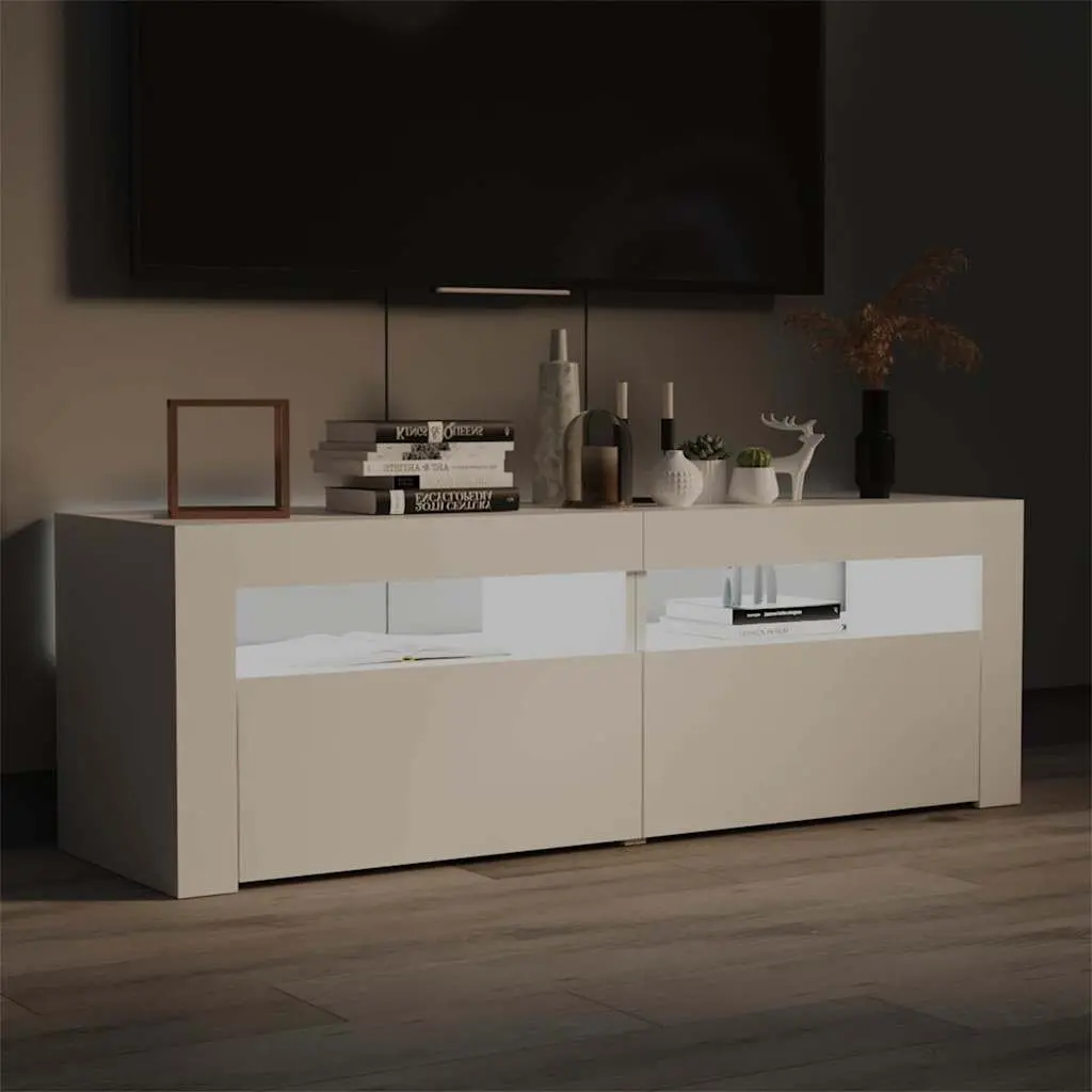 White LED TV Cabinet 120x35x40cm with RGB Lighting System
