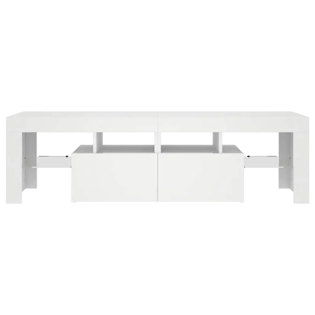 TV Cabinet with RGB LED Lights Modern Media Stand Storage Unit White 140cm