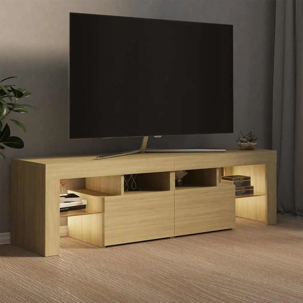 TV Cabinet for Living Room with RGB LED Lights Brown Engineered Wood 140 x 36.5 x 40 cm