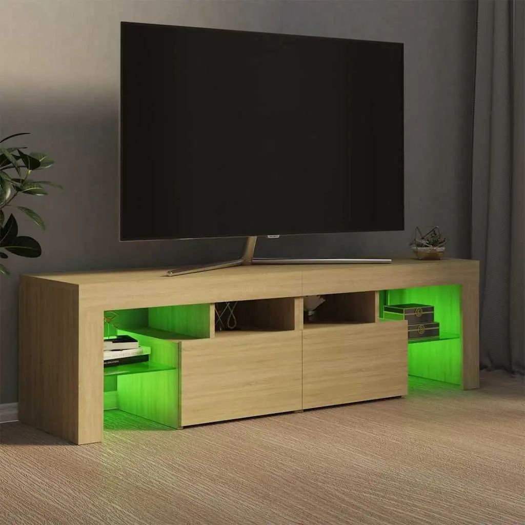 TV Cabinet for Living Room with RGB LED Lights Brown Engineered Wood 140 x 36.5 x 40 cm