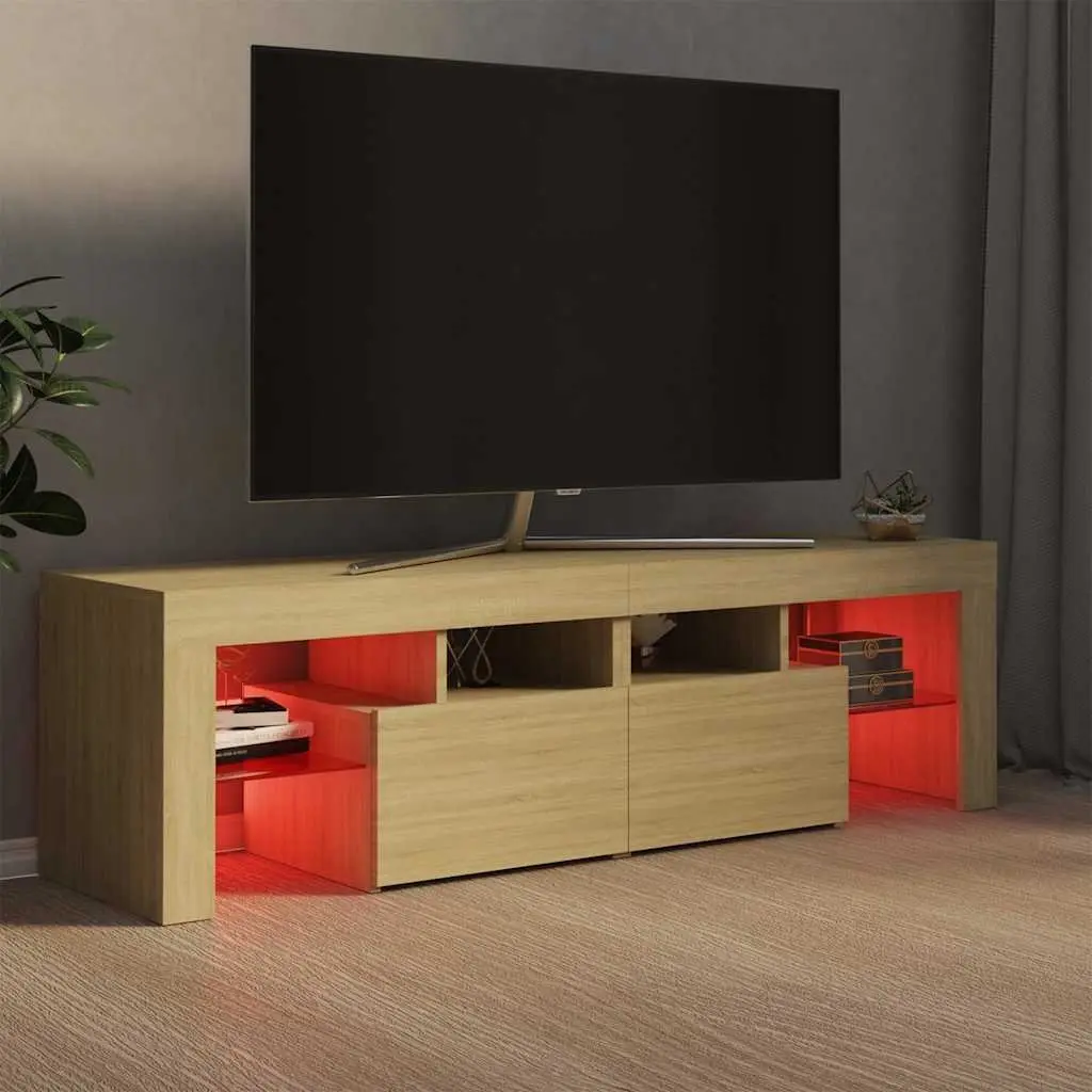 TV Cabinet for Living Room with RGB LED Lights Brown Engineered Wood 140 x 36.5 x 40 cm