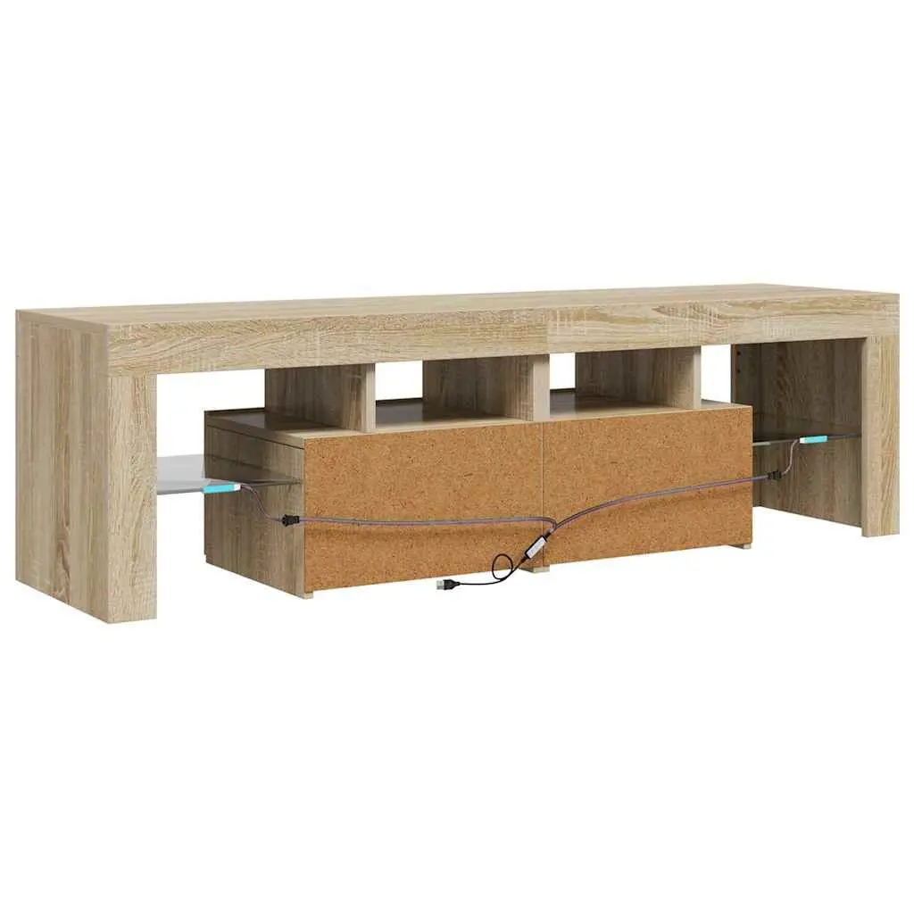 TV Cabinet for Living Room with RGB LED Lights Brown Engineered Wood 140 x 36.5 x 40 cm