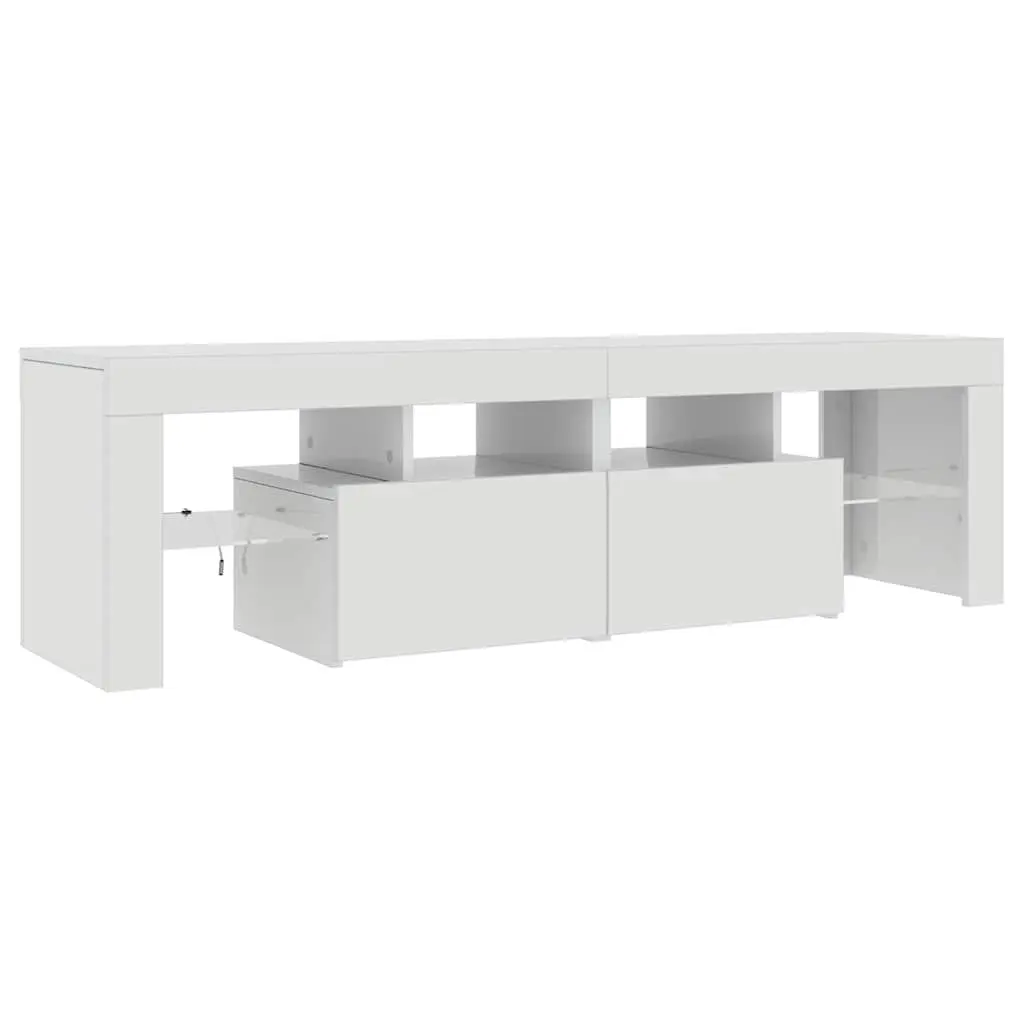 TV Cabinet with RGB LED Lights Modern Storage Unit High Gloss White