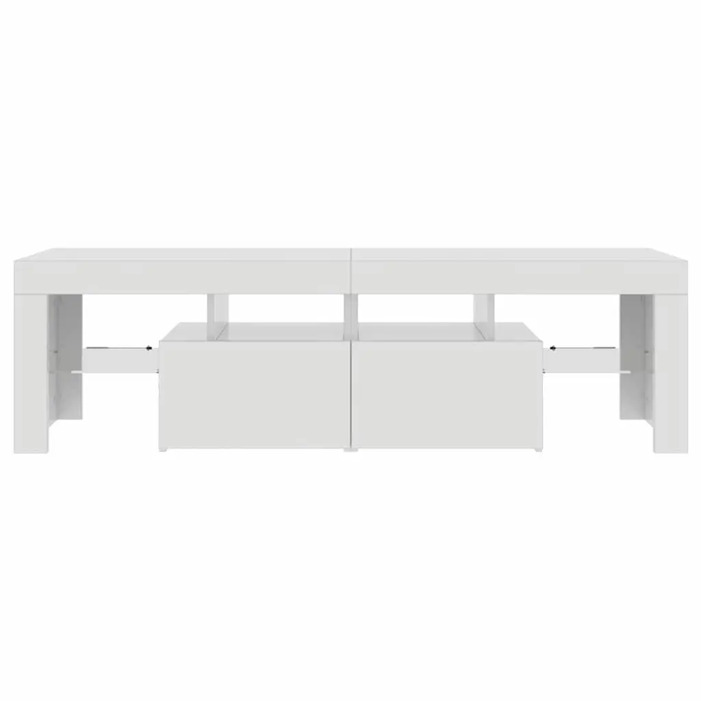 TV Cabinet with RGB LED Lights Modern Storage Unit High Gloss White