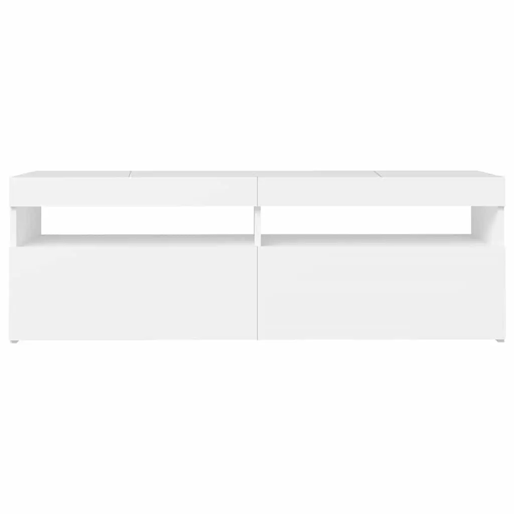 TV Cabinet White Modern Design LED Lights Storage Unit HiFi Stand 120x35x40cm