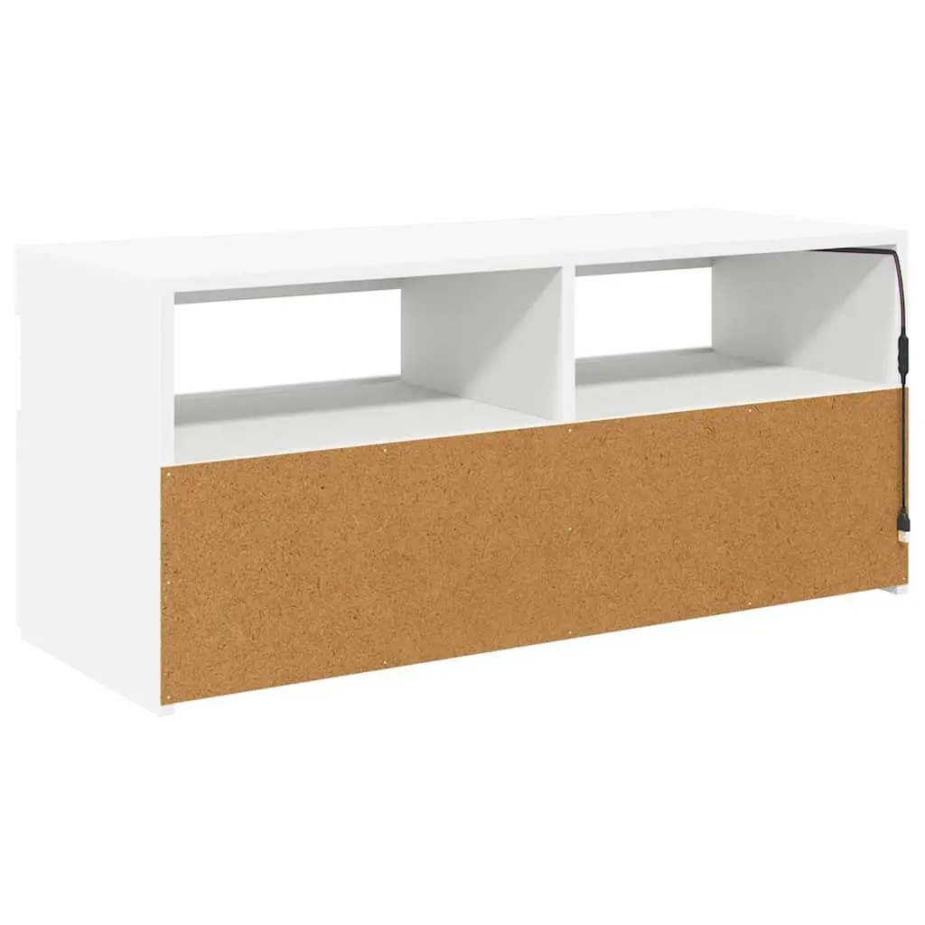 White TV Cabinet for Media Storage with RGB LED Lights 90x35x40cm