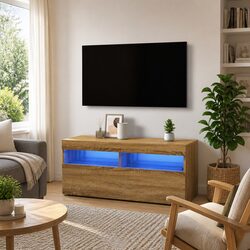 RGB LED Brown TV Cabinet Unit with Dimensions 90 x 35 x 40 cm