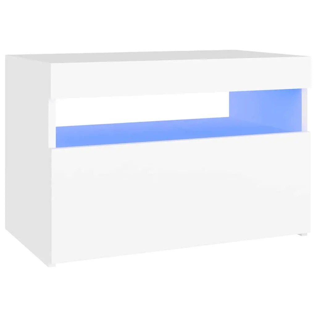 TV Cabinet for Living Room 60 x 35 x 40 cm White Modern Entertainment Unit with RGB LED Lights