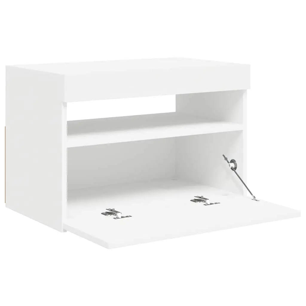 TV Cabinet for Living Room 60 x 35 x 40 cm White Modern Entertainment Unit with RGB LED Lights