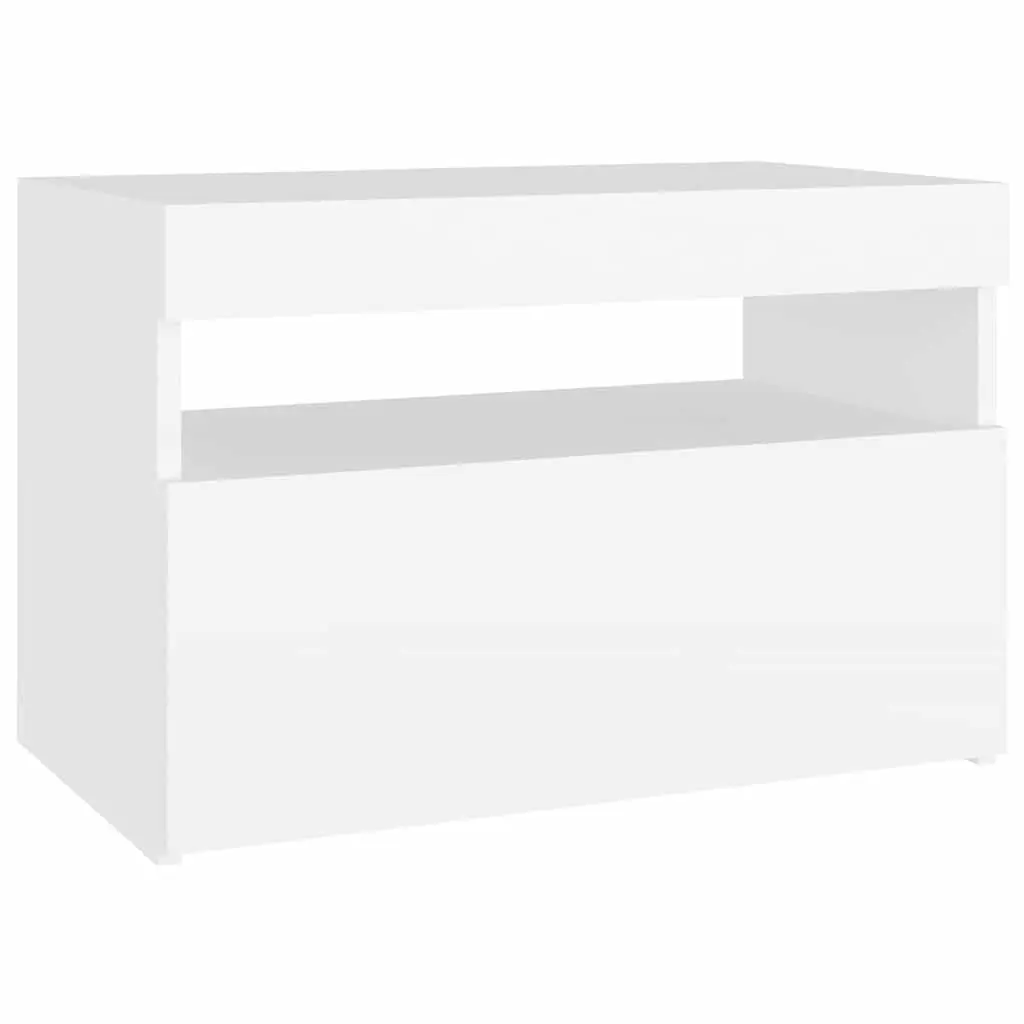 TV Cabinet for Living Room 60 x 35 x 40 cm White Modern Entertainment Unit with RGB LED Lights