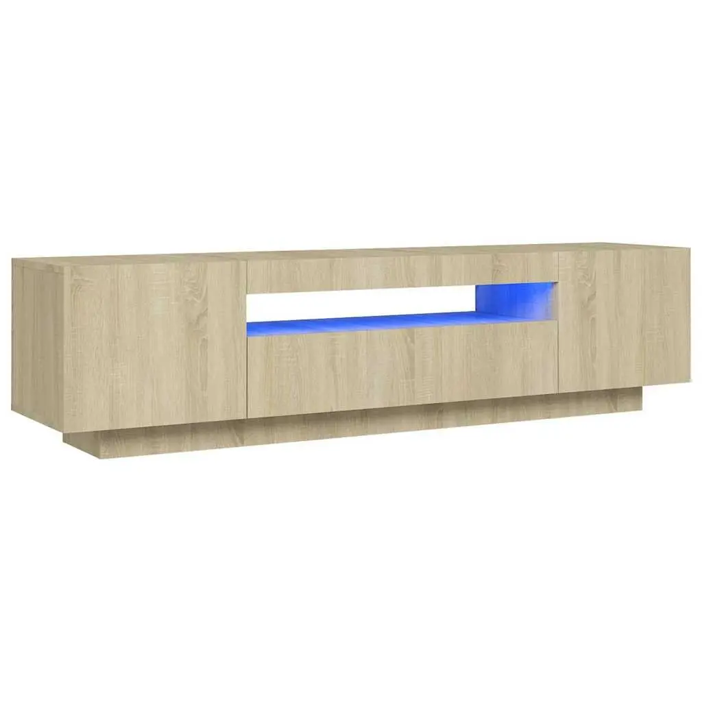 TV Cabinet for Media Storage with RGB LED Lights 160 x 35 x 40 cm Brown Sonoma Oak Modern