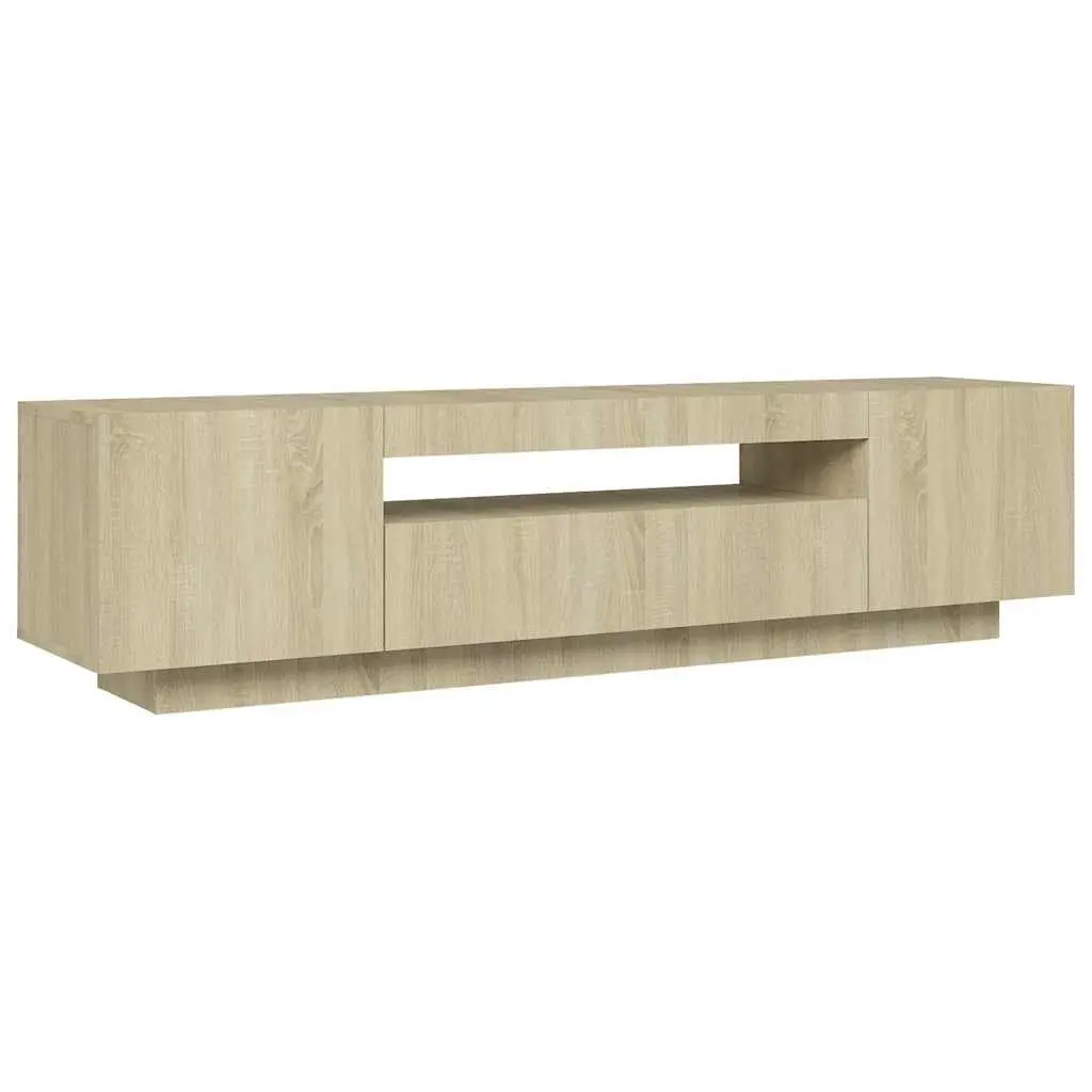 TV Cabinet for Media Storage with RGB LED Lights 160 x 35 x 40 cm Brown Sonoma Oak Modern