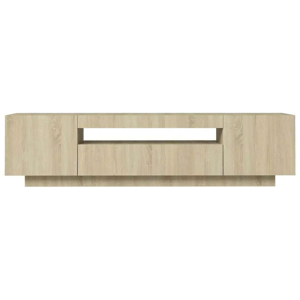 TV Cabinet for Media Storage with RGB LED Lights 160 x 35 x 40 cm Brown Sonoma Oak Modern