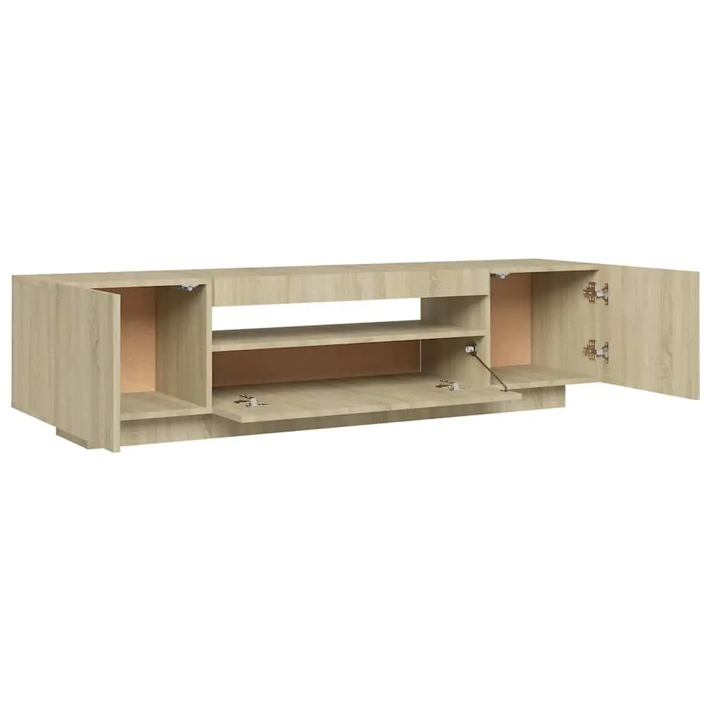 TV Cabinet for Media Storage with RGB LED Lights 160 x 35 x 40 cm Brown Sonoma Oak Modern