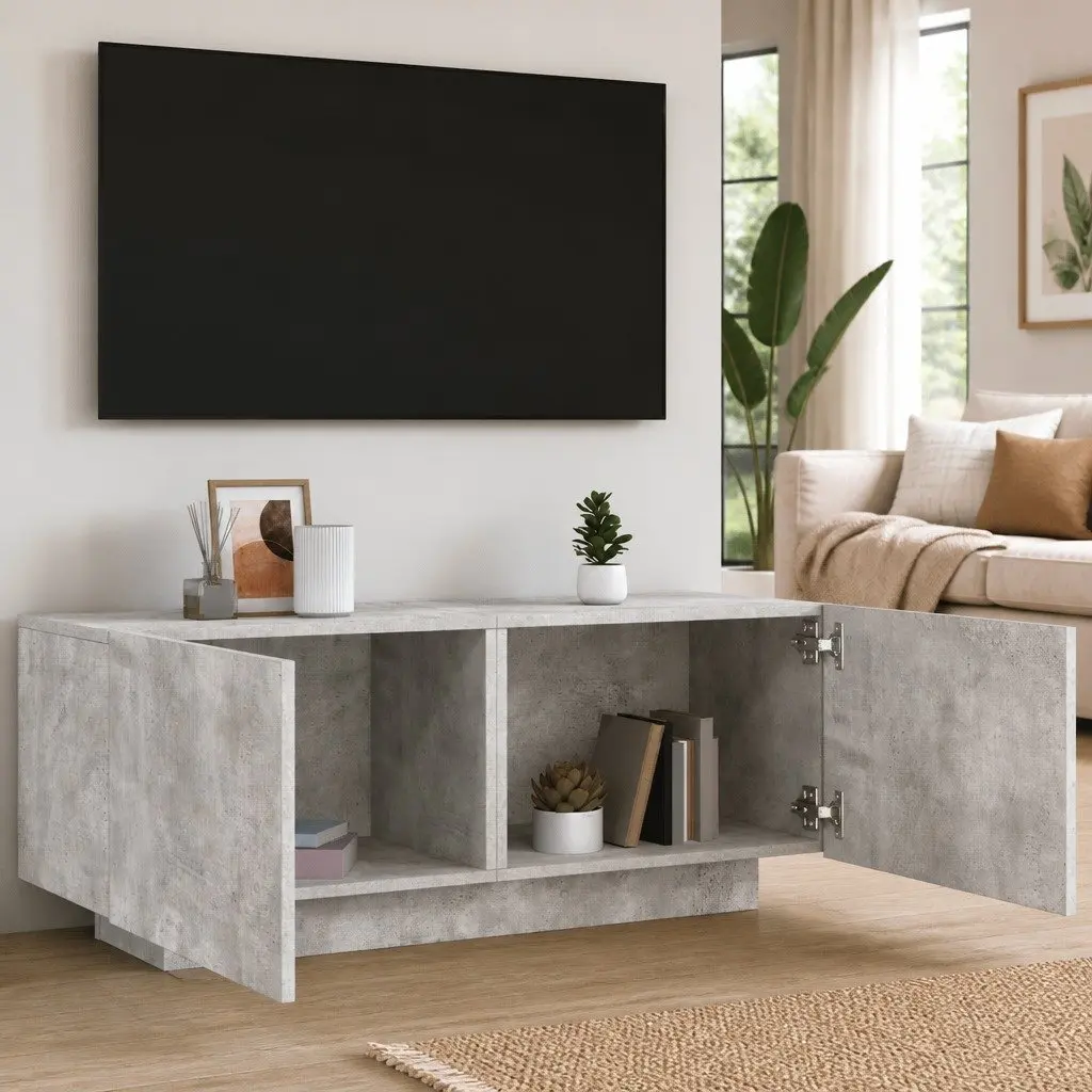 Concrete Grey Media Storage Unit 100x35x40 cm