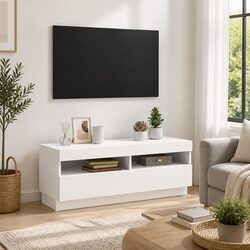 White RGB LED TV Cabinet Media Storage Unit 100x35x40cm